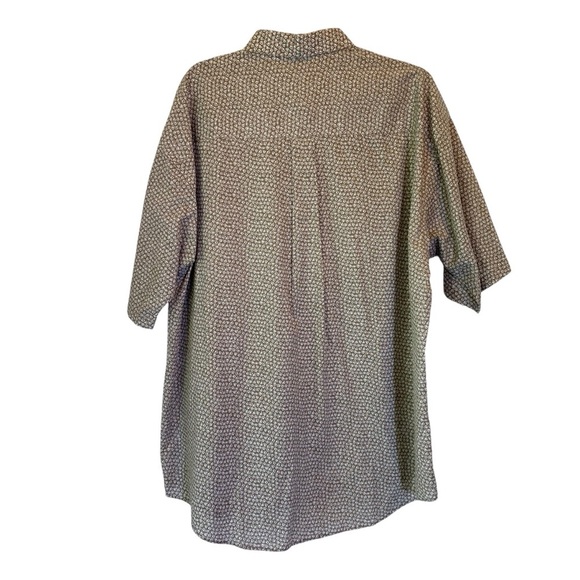 Van Heusen Men XL Olive/light tan geometric pattern short sleeve button up Shirt - Picture 4 of 6